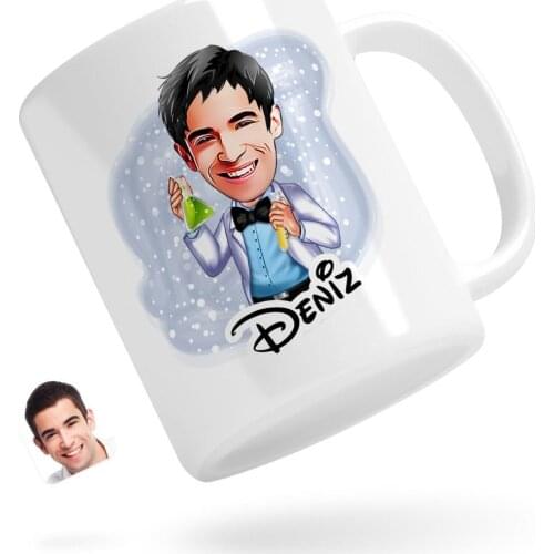Personalized Men 'S Chemist Caricature Of White Mug Bardak-2