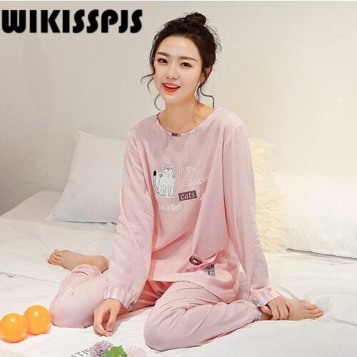 Pajamas Womens Long Sleeve Round Neck Wear In Spring and Autumn Pajamas for Teen Girls Kawaii Pajama Pajama Set Women