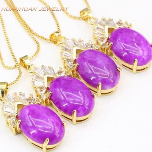 Charms Stainless Steel Chain Drop Pendant 15x29mm Necklaces Natural Jades Stone Pendants Crystal Women Gold-Color Jewelry B3336