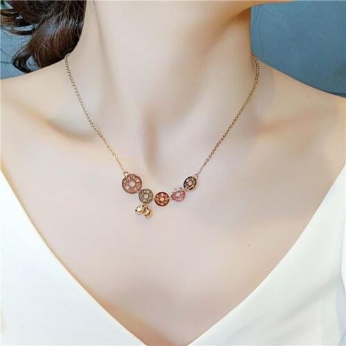 Pendant Chinese Style Ancient Coins Rose Gold Color Stainless Steel Neacklace Best Gift For girs