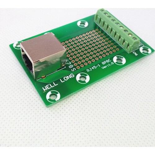 RJ45 8P8C Right Angle Jack1-Way Buss Breakout Board,Terminal Block, Connector