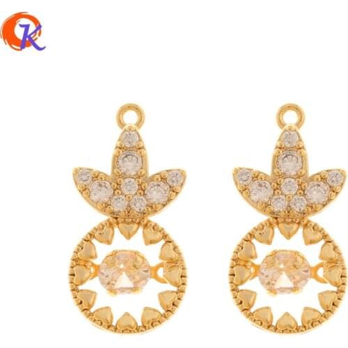 Cordial Design 20Pcs 10*19MM Jewelry Accessories/Pendant/Genuine Gold Plating/Hand Made/DIY Making/CZ Charms/Earrings Findings