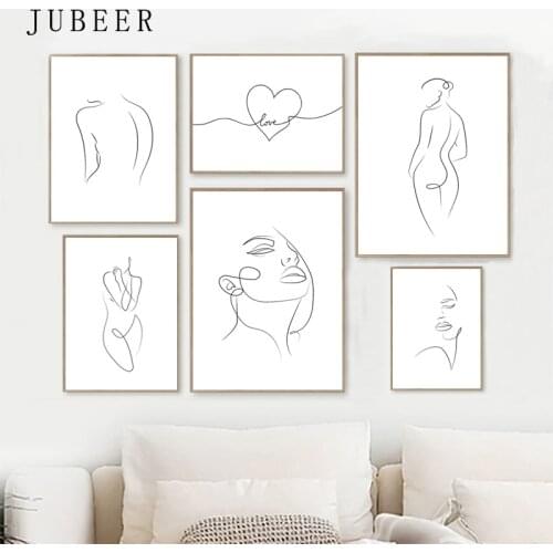 Nordic Minimalist Posters Figures Line Wall Art Sexy Woman Body Canvas Paintings Drawing Poster Prints Decoration for Bedroom