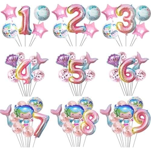 Cute Cartoon Color Mermaid Fishtail Balloon Ocean Theme Summer Party Birthday Wedding Decorations Baby Shower Toy Balloon