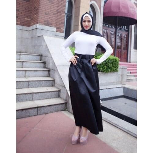 Turkey Modest Skirts Pleated Princess Long Skirt Women Muslim Bow Ankle-length Elegant A-line Ball Gown Islamic Clothing Autumn