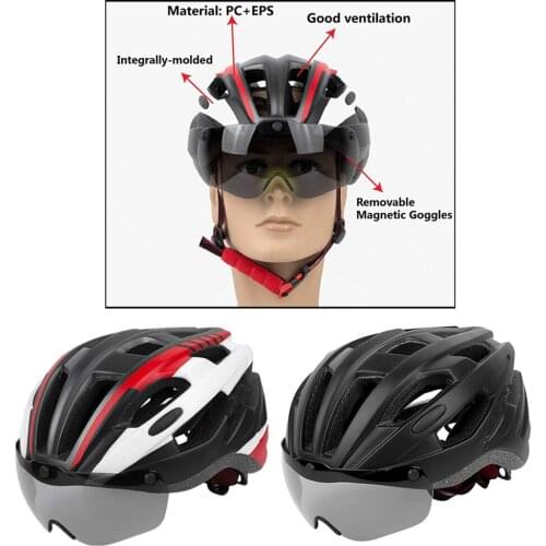 Goggles Lens Bike Bicycle Helmet Triathlon Helmet Sun Visor Helmet With Goggles UV400 Protection Safety Cycling Helmets