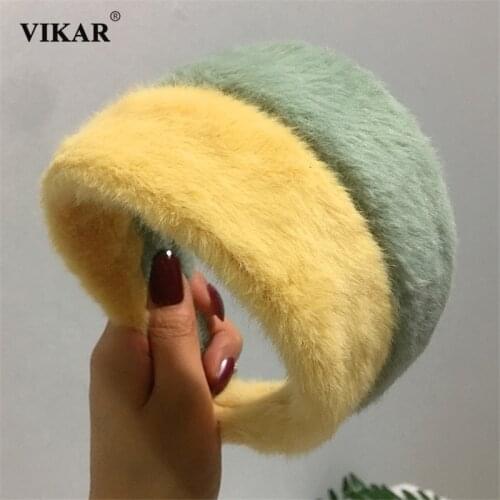 New Women Lambswool Headband Bohemian Solid Hairband Wide-Brimmed Fashion Hair Hoop Bezel Turban Headwear Girls Hair Accessories