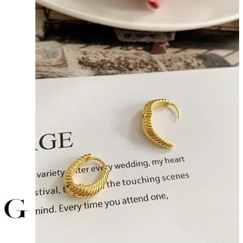 GHIDBK New Design Crossiant Textured Earrings For Women Vintage Temperament Oval Shaped Earring Daily Minimalist Girlfriend Gift