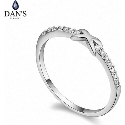 DANS Real Austrian Crystals Brand AAA Zirconia Micro Inlays Fashion Ring for women New bow tie 108720White