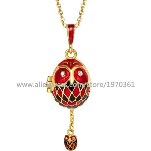 YAFFIL Women Luxury Necklace Mother And Baby Owl Enamel Pendant Red Charm Necklace Pendant Stone Christmas Gift To Girls 2019