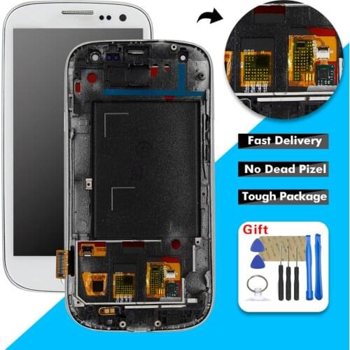 For Samsung Galaxy S3 SIII I9300 i9300i i9301 i9308i i9301i i9305 LCD Display Touch Screen Digitizer Glass Assembly + Frame