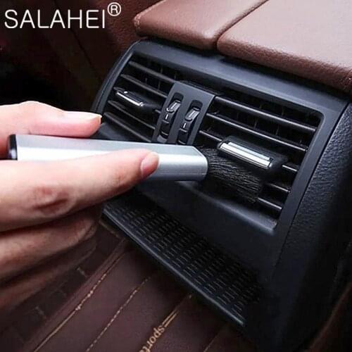1/2PC Car retractable cleaning brush Air Conditioner Computer Cleaning Brush Telescopic Keyboard Plastic Handle Wool Small Brush