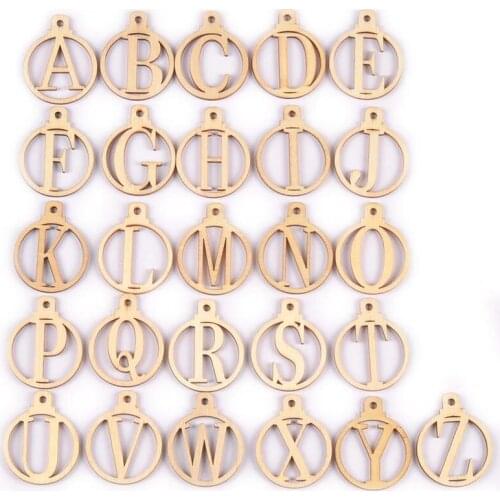 1Set Numbers/Alphabet Wooden Pendant Drop Hanging Ornaments Crafts Supplies Creative Wood Christmas Ball Home Decoration M2642