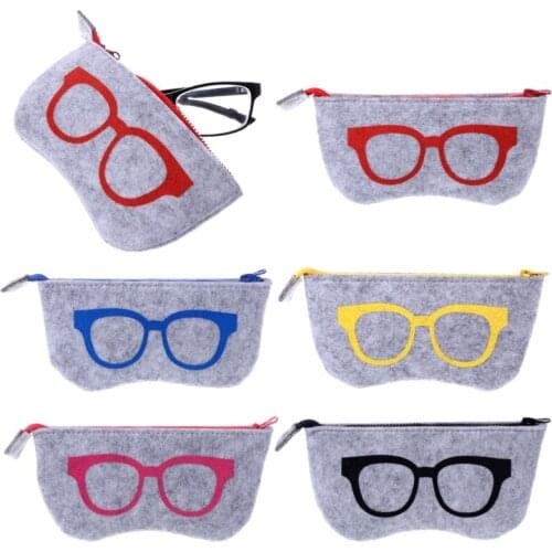 1 Pcs Unisex Portable Zipper Eye Glasses Box Waterproof Dustproof Eyeglasses Pouch Felt Eyewear Accessories Hot Sale