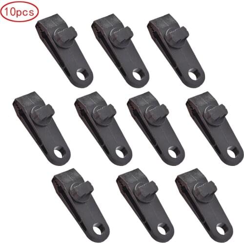 10pcs Hook Plastic Windproof Clamp Set Survival Grommet Tent Clips Buckle Awning Tarp Fixed Outdoor Mini Black Hangers