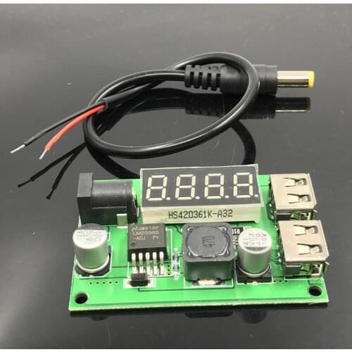3A DC 9V 12V 24V 36V To DC 5V LED Display DC-DC Step down Converter Voltmeter Dual USB Charger