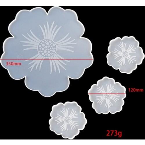4pcs/set Flower Silicone Molds Coaster Resin Casting Mat Mould DIY Making Tool