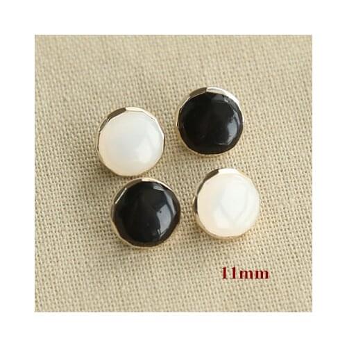 40pcs/lot Size:11mm Black / White beads embellishment plastic buttons,plating shank button(ss-710)
