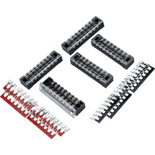 5x Dual Row 8 Position Screw Barrier Terminal Blocks Terminal Barrier Strips