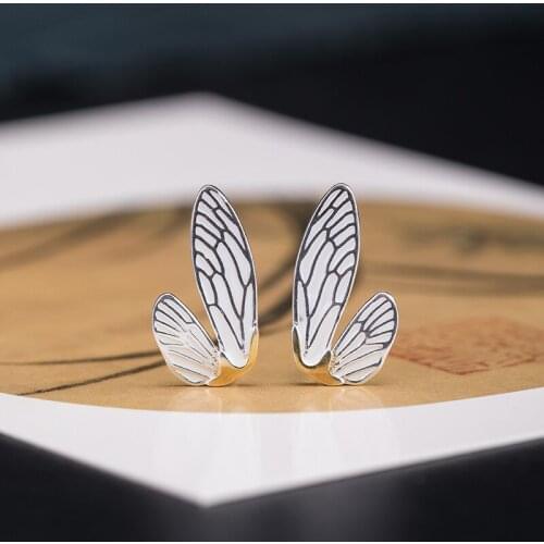 925 Silver Creative Design Cicada Wing Earrings Women 2021 New Dragonfly Wings Fashion Jewelry Earrings