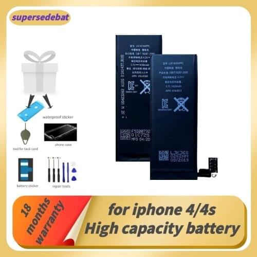 Supersedeba Original 0 Cycle for Iphone 4 Battery for Iphone 4s Battery for Apple Iphone 4 4s Batterie Rechargeable Batteries