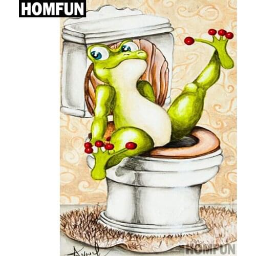 HOMFUN Full Square/Round Drill 5D DIY Diamond Painting "Frog toilet" 3D Embroidery Cross Stitch 5D Home Decor Gift A00626