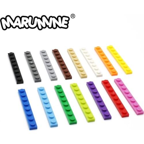 MARUMINE 1x8 Dots Base Plate 80PCS Classic Block MOC Building Bricks Your Own Toy Set for Kids Compatible All Major Brands