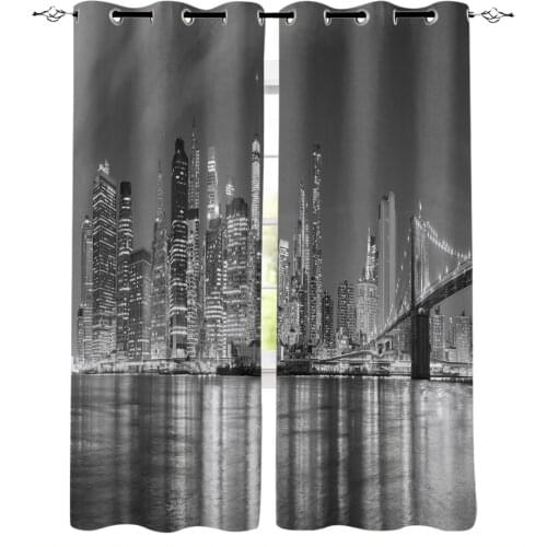 City Lights Black Landscape Window Curtain Kids Home Decor Accessories Living Room Bedroom Kitchen Children Curtain