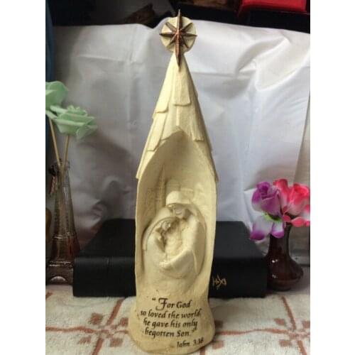 Home Boutique Christmas Gifts White Cold Castle-style Nativity St. Home Sculpture Statue Decoration Christmas Figurines