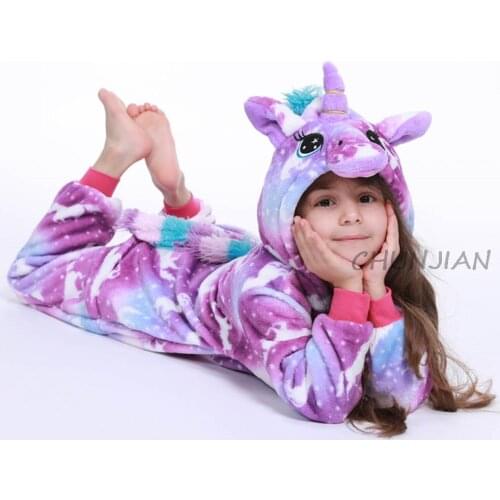 Toddler Girls Flannel Pijamas Kids Animal Unicorn Panda Pajamas Boys Jumpsuits Children Sleepwear Overalls Kids
