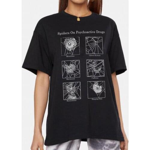 Harajuku Oversized Gothic Black T Shirt Meme Funny Graphic T Shirts Streetwear Goth Top Women T-Shirts Punk Grunge Clothes