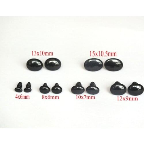50pcs Black Oval Safety Eyes/ Noses --4x6/6x8/10x7/12x9/13x10/15x10.5mm amigurumi eyes/ plastic eyes for crochet toys and plush