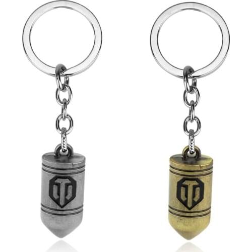 Hot Game Wot Bullet Pendant Key Chain Cool Tanks Logo Keychain Antique Bronze Metal Keyring For Men Car Key Holder Gifts