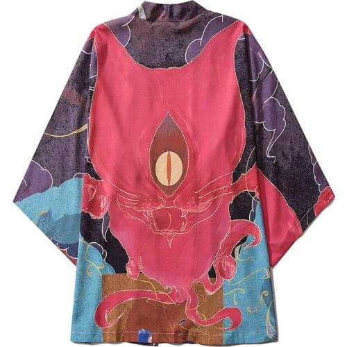 Summer Beach Kimono Harajuku Japanese Fashion Kimono New Style Women Cardigan Blouse Casual Loose Three-quarter Sleeve Kimono