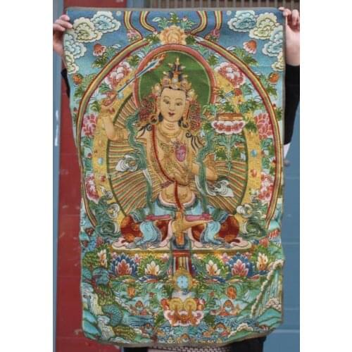 Chinese Antique collection the Thangka embroidery Bodhisattva Manjusri diagram /1