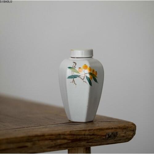 Chinese Retro Hand-painted Porcelain Tea Caddy China Ceramic Tea Box Sealing Moistureproof Storage Container