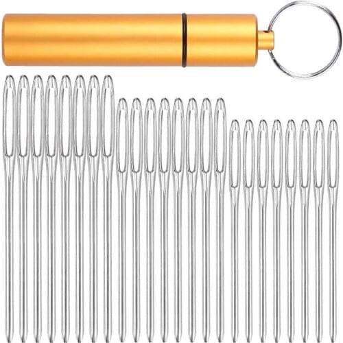 LMDZ 24PCS Large-Eye Blunt Needles Leather Hand Stitching Needle Handmade Sewing Needle Fabric Cross Stitch Needles with Bottle