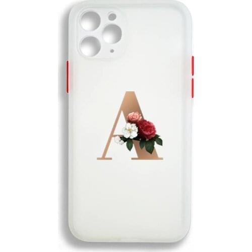 Fashion Flower custom 26 letters A-Z Phone Case Bumper Shockproof Trasparent For iPhone 12 11 Pro Max Mini XR X XS 8 7 Plus case