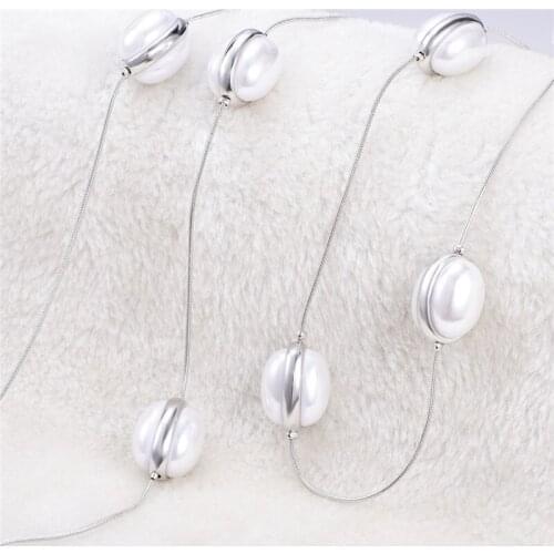 Fashion Simulate Pearls Chains Necklace Charming Color Long Chain Sweater Necklace For Women Party Jewelry Gift Hot Selling 2020