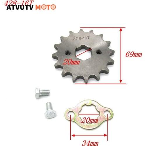 16T 428 Front sprocket 20mm for 50 110 125 160cc Dirt Pit Bike ATV Quad Motorbike thumpstar/Atomik Pit/trail/dirt bike ATV