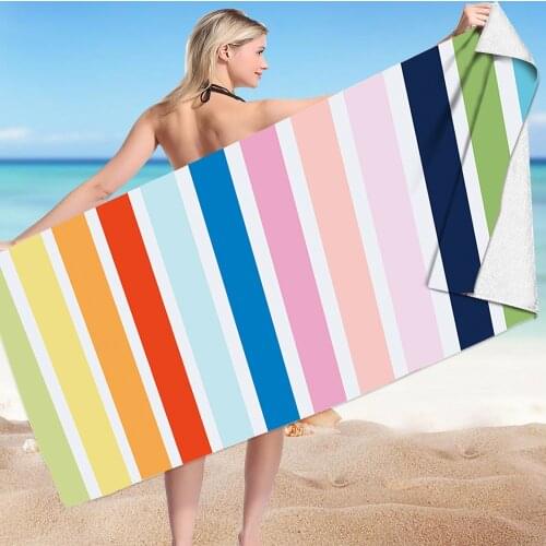 Wave Striped Printed Beach Towel Outdoor Quick Drying Portable Sports Swimming Surf Bath Towels Beach Chair Blanket Yoga Mat