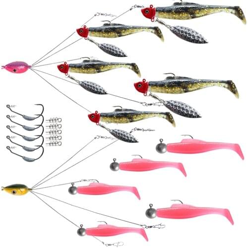 5 Arm Alabama Bait Rigs without Spoon Blades, Umbrella Rig A-Rig for Boat Trolling Fishing, Swimbait lures for Striper Bass Crap