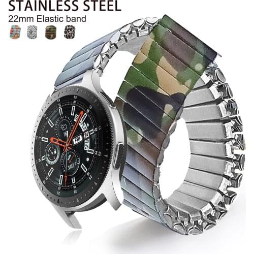 22mm Band Stainless Steel Elastic Watch Band for For Samsung Galaxy Watch 3 45 Solo Loop Strap for HUAWEI Watch GT 2/2E Bracelet