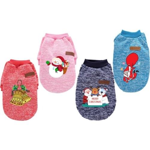 Christmas Cute Pet Clothes Snowman Pattern Lovely Sweater for Dogs Puppies Warm Fleece Jacket Clothes for Autumn and Winter