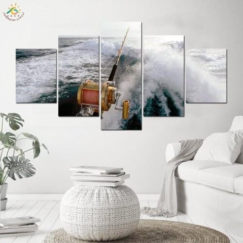 Fishing Rods Seaview Modern Wall Art Pictures canvas Art painting abstract posters and prints living room Decoration Home