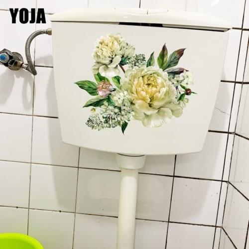 YOJA 25.5CM×21CM Peony Flower Branch Home Room Decoration Accessories Creative Toilet Wall Stickers T1-2511