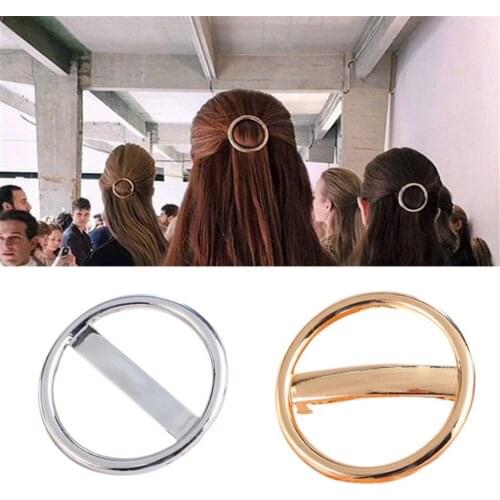 Geometric Circle French Automatic Spring Barrette Ladies Hair Clip Clamp