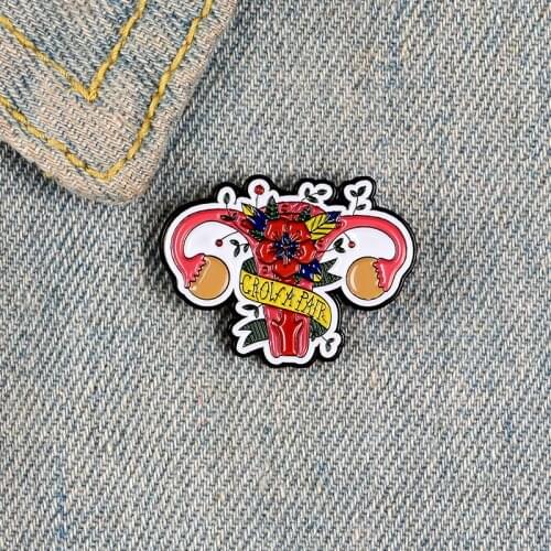 Feminism female uterus Vagina Enamel Brooch CROW A PAIR banner vase Lapel Pin Denim jackets knapsack Badge Feminist jewelry Gift
