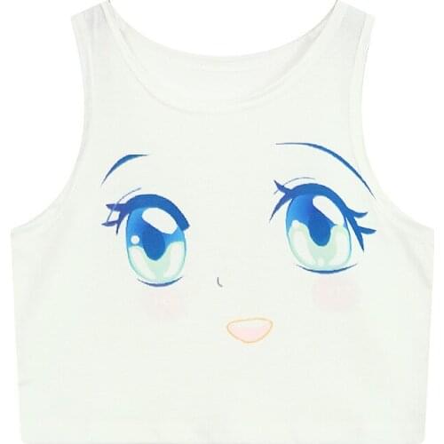 2019 Summer Harajuku Sexy Girls Cosplay Costume Crystal Crop Tops Vest Tank Tops Shirt