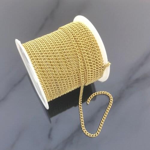 1meter/Lot Stainless Steel Cube Gold Color Chain Hiphop Necklace Findings DIY Jewelry Making Handmade Bracelet Wholesale